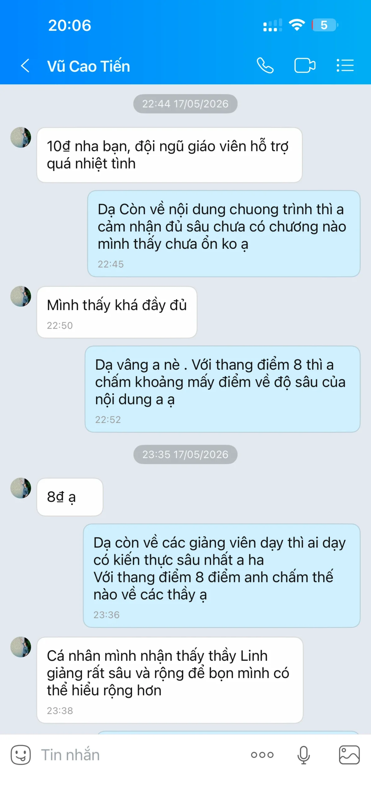 Phản hồi học viên Cao Tiến 2
