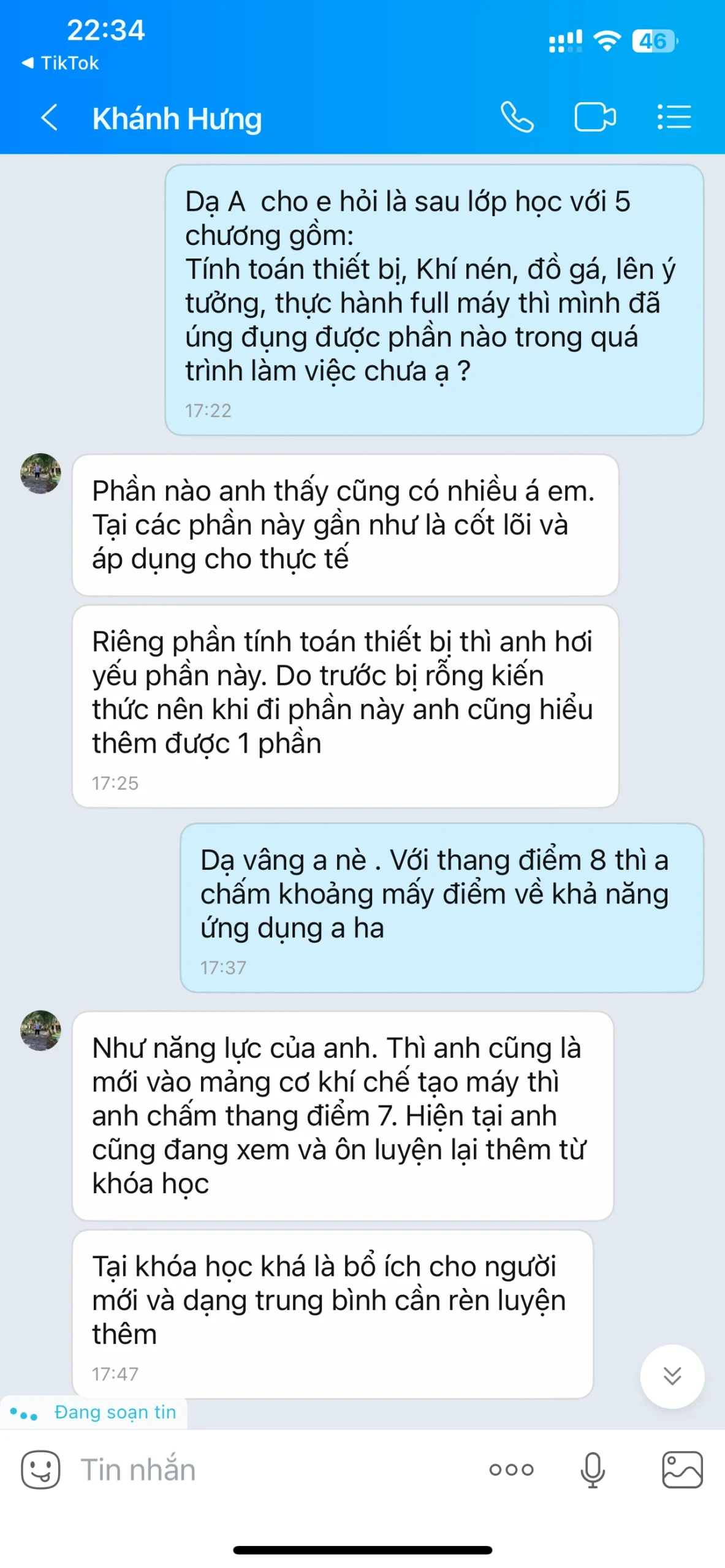 Phản hồi học viên Hùng 1