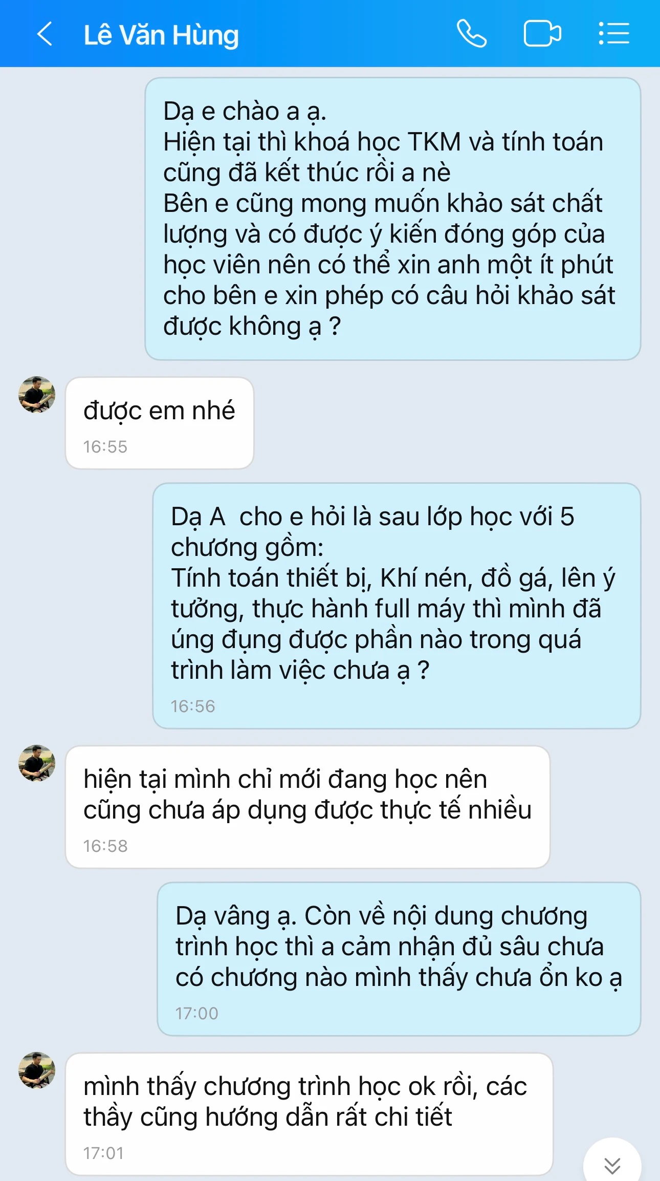 Phản hồi học viên Văn Hùng 1