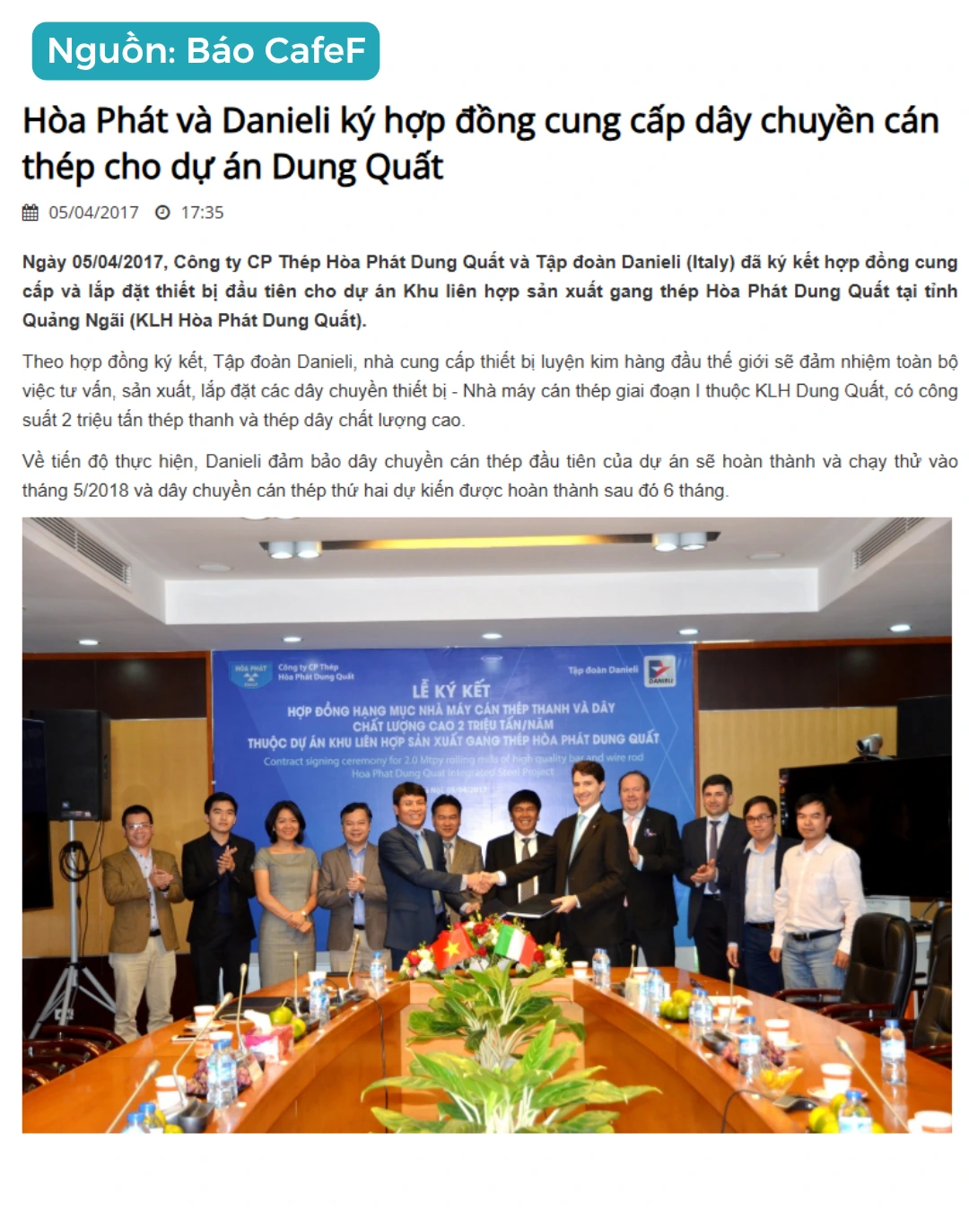 Thông tin tập đoàn Danieli - hình 1